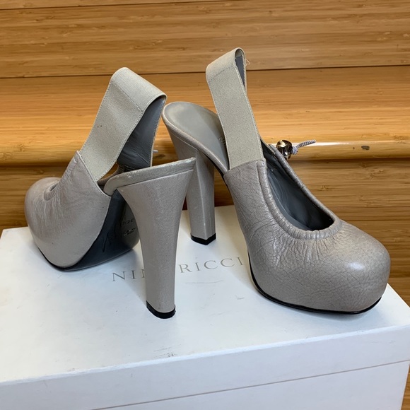 Nina Ricci Leather Platform Slingback Pump - Picture 9 of 10